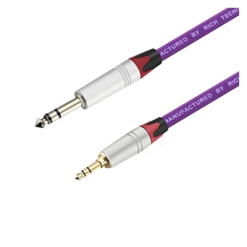 ROBAUN 3,5 mm auf 6,35 mm Stereo-Klinkenstecker-Audiokabel, 1/4 bis 1/8 Aluminium-Shell-Anschluss, Gitarrenkabel, 0,3 m, 1 m, 2 m, 2,9 m, 5 m, 8 m, 15 m(RD-Purple,15M) von ROBAUN