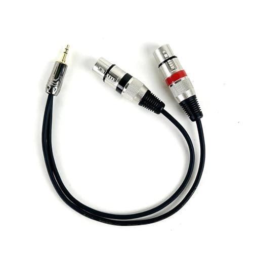 ROBAUN 3,5mm 1/8'' Jack Zu 2 XLR 3Pin Kabel Adapter, 3,5 MM Stecker Auf Dual XLR Männlich/Weiblich Breakout Y Splitter Kabel 0,3-5m(D1002-FF-Black-Red,2.9M) von ROBAUN