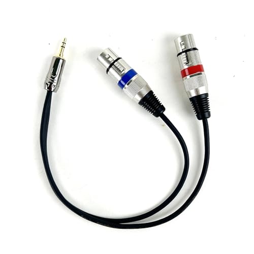ROBAUN 3,5mm 1/8'' Jack Zu 2 XLR 3Pin Kabel Adapter, 3,5 MM Stecker Auf Dual XLR Männlich/Weiblich Breakout Y Splitter Kabel 0,3-5m(D1002-FF-Blue-Red,4m) von ROBAUN