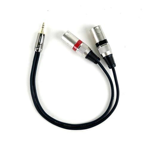 ROBAUN 3,5mm 1/8'' Jack Zu 2 XLR 3Pin Kabel Adapter, 3,5 MM Stecker Auf Dual XLR Männlich/Weiblich Breakout Y Splitter Kabel 0,3-5m(D1002-MM-Black-Red,5m) von ROBAUN