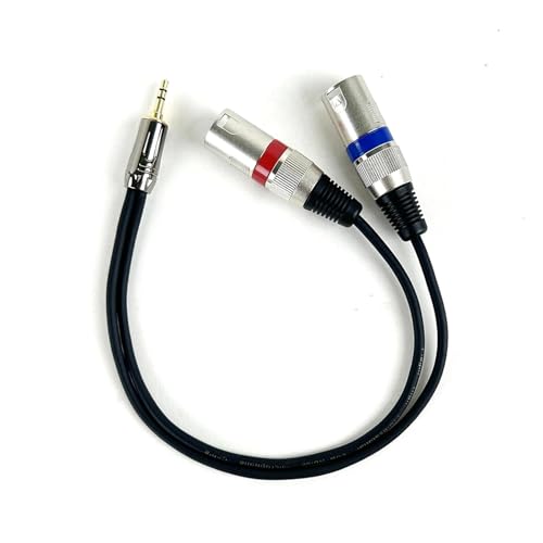 ROBAUN 3,5mm 1/8'' Jack Zu 2 XLR 3Pin Kabel Adapter, 3,5 MM Stecker Auf Dual XLR Männlich/Weiblich Breakout Y Splitter Kabel 0,3-5m(D1002-MM-Blue-Red,2.9M) von ROBAUN