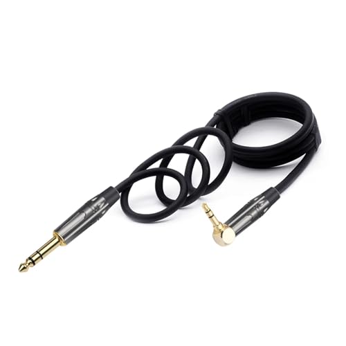 ROBAUN 3,5mm Rechtwinklig Stecker Auf 6,35mm Stecker Audio Kabel 3Pole Stereo Stecker Löten 3Pins DIY Kopfhörer Jack Schwarz & Rot(Black Black,0.29m) von ROBAUN
