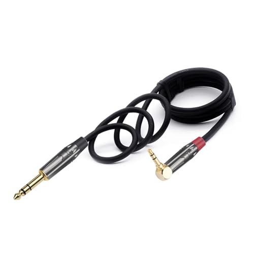 ROBAUN 3,5mm Rechtwinklig Stecker Auf 6,35mm Stecker Audio Kabel 3Pole Stereo Stecker Löten 3Pins DIY Kopfhörer Jack Schwarz & Rot(Black Red,15M) von ROBAUN