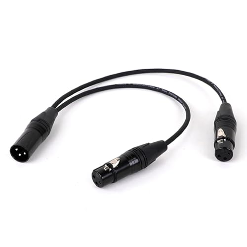 ROBAUN 3-PinMale Stecker Auf Dual 2 Weibliche Jack Y Splitter Mic DJ Kabel Adapter for DVD-Player Mikrofon(D1001-Black,0.5m) von ROBAUN
