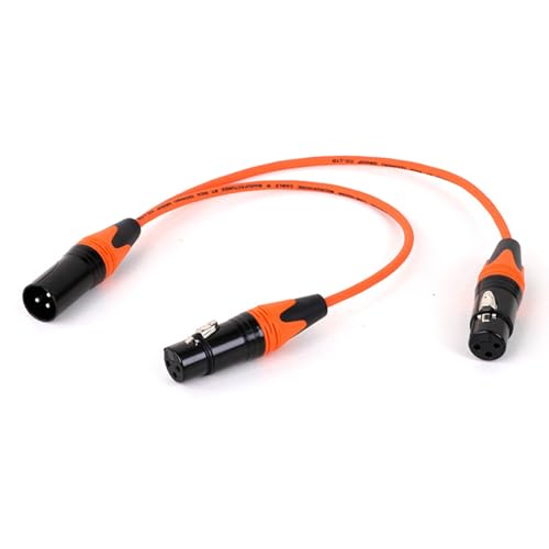ROBAUN 3-PinMale Stecker Auf Dual 2 Weibliche Jack Y Splitter Mic DJ Kabel Adapter for DVD-Player Mikrofon(D1001-Orange,0.5m) von ROBAUN