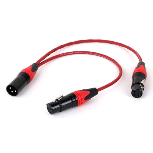 ROBAUN 3-PinMale Stecker Auf Dual 2 Weibliche Jack Y Splitter Mic DJ Kabel Adapter for DVD-Player Mikrofon(D1001-Red,0.29m) von ROBAUN