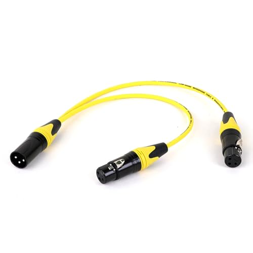 ROBAUN 3-PinMale Stecker Auf Dual 2 Weibliche Jack Y Splitter Mic DJ Kabel Adapter for DVD-Player Mikrofon(D1001-Yellow,0.29m) von ROBAUN