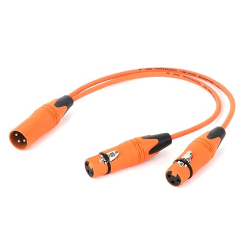 ROBAUN 3-PinMale Stecker Auf Dual 2 Weibliche Jack Y Splitter Mic DJ Kabel Adapter for DVD-Player Mikrofon(D1003-Orange,0.29m) von ROBAUN