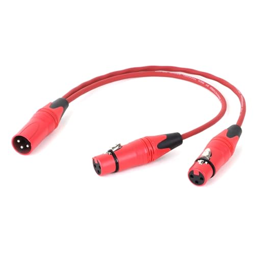 ROBAUN 3-PinMale Stecker Auf Dual 2 Weibliche Jack Y Splitter Mic DJ Kabel Adapter for DVD-Player Mikrofon(D1003-Red,2m) von ROBAUN