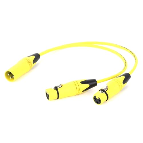 ROBAUN 3-PinMale Stecker Auf Dual 2 Weibliche Jack Y Splitter Mic DJ Kabel Adapter for DVD-Player Mikrofon(D1003-Yellow,1m) von ROBAUN