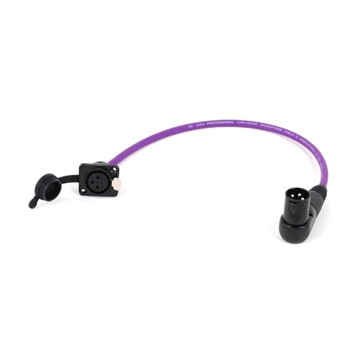 ROBAUN 3PIN 90-Grad-Stecker auf 3Pin D-Typ Buchse for die Schalttafelmontage, mehrfarbiges Audiokabel for Mikrofonmischer, 0,3–15m(Purple,0.29m) von ROBAUN