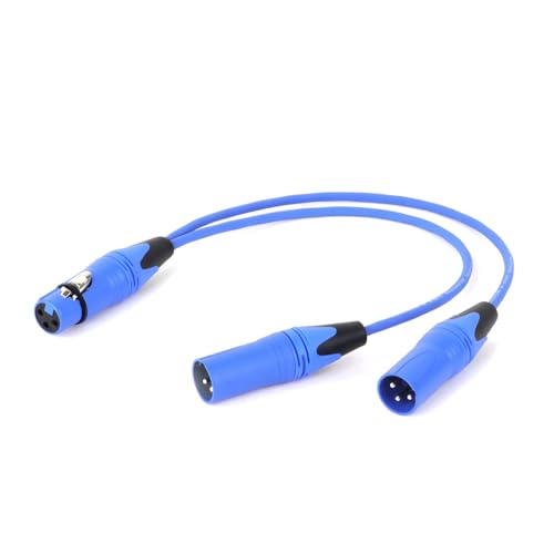 ROBAUN 3Pin XLR Female Jack Auf Dual 2 Stecker Y Splitter Adapter Kabel Draht for Verstärker Lautsprecher Kopfhörer Mixer(Blue-D1003,2m) von ROBAUN