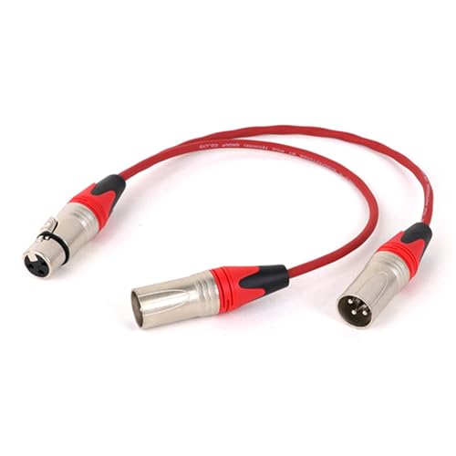 ROBAUN 3Pin XLR Female Jack Auf Dual 2 Stecker Y Splitter Adapter Kabel Draht for Verstärker Lautsprecher Kopfhörer Mixer(Red-D1001,1m) von ROBAUN