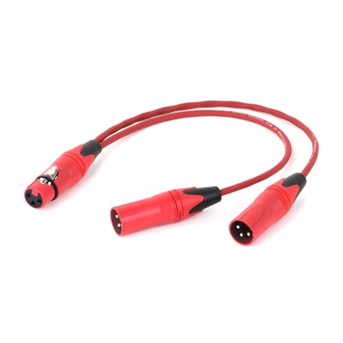 ROBAUN 3Pin XLR Female Jack Auf Dual 2 Stecker Y Splitter Adapter Kabel Draht for Verstärker Lautsprecher Kopfhörer Mixer(Red-D1003,0.5m) von ROBAUN