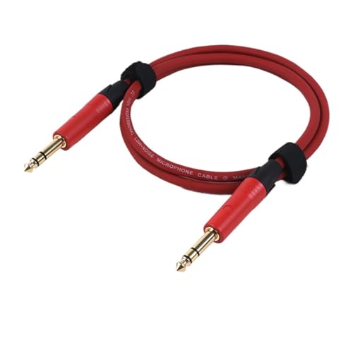 ROBAUN 6,35/6,5 MM Stereo Audio TRS/TS 1/4 Zoll Lautsprecher Verstärker Kabel Mit Bunte 6,35 MM Jack for Gitarre Keyboard‎(Red-TRS,1M) von ROBAUN