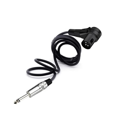 ROBAUN 6,35 mm Klinkenstecker 3-polig XLR-Steckerkopf 90 Grad rechtwinkliger Mikrofonstecker Audiokabel gebogen multidirektional(Black Black,0.29m) von ROBAUN