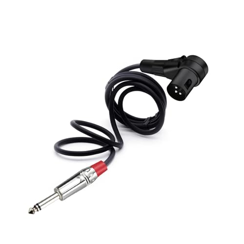 ROBAUN 6,35 mm Klinkenstecker 3-polig XLR-Steckerkopf 90 Grad rechtwinkliger Mikrofonstecker Audiokabel gebogen multidirektional(Black Red,5M) von ROBAUN
