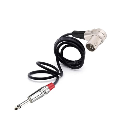 ROBAUN 6,35 mm Klinkenstecker 3-polig XLR-Steckerkopf 90 Grad rechtwinkliger Mikrofonstecker Audiokabel gebogen multidirektional(Silver Red,1m) von ROBAUN