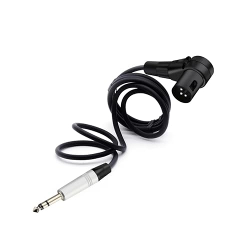 ROBAUN 6,35 mm Stereo-Aluminium-Buchse auf 3-poligen Stecker, 90 Grad rechtwinkliger Stecker, Mikrofon-Audiokabel, gebogen, multidirektional(Black Black,1m) von ROBAUN