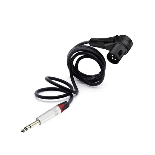 ROBAUN 6,35 mm Stereo-Aluminium-Buchse auf 3-poligen Stecker, 90 Grad rechtwinkliger Stecker, Mikrofon-Audiokabel, gebogen, multidirektional(Black Red,2.9M) von ROBAUN