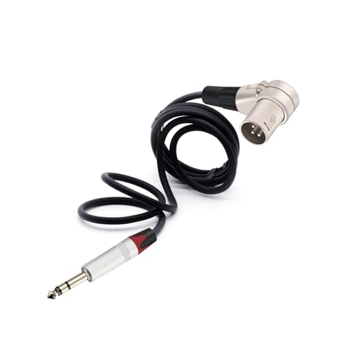 ROBAUN 6,35 mm Stereo-Aluminium-Buchse auf 3-poligen Stecker, 90 Grad rechtwinkliger Stecker, Mikrofon-Audiokabel, gebogen, multidirektional(Silver Red,5M) von ROBAUN