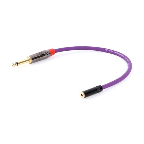 ROBAUN 6,35 mm auf 3,5 mm Klinkenstecker Audio-Konverter Kopfhöreradapter 3 5 Buchse Stereo auf 6,5 Stecker for Gitarrenmixer Mikrofon(3.5F-3.5F-6.5MRD-Purple,5m) von ROBAUN