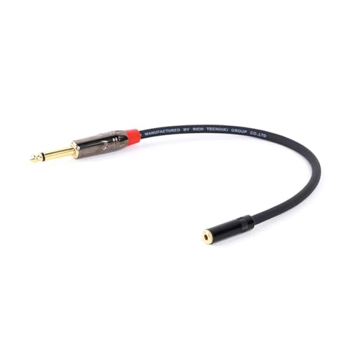 ROBAUN 6,35 mm auf 3,5 mm Klinkenstecker Audio-Konverter Kopfhöreradapter 3 5 Buchse Stereo auf 6,5 Stecker for Gitarrenmixer Mikrofon(3.5F-6.5MRD-Black,15m) von ROBAUN