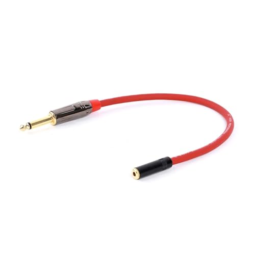 ROBAUN 6,35 mm auf 3,5 mm Klinkenstecker Audio-Konverter Kopfhöreradapter 3 5 Buchse Stereo auf 6,5 Stecker for Gitarrenmixer Mikrofon(3.5F-6.5MRD-Red,0.5m) von ROBAUN