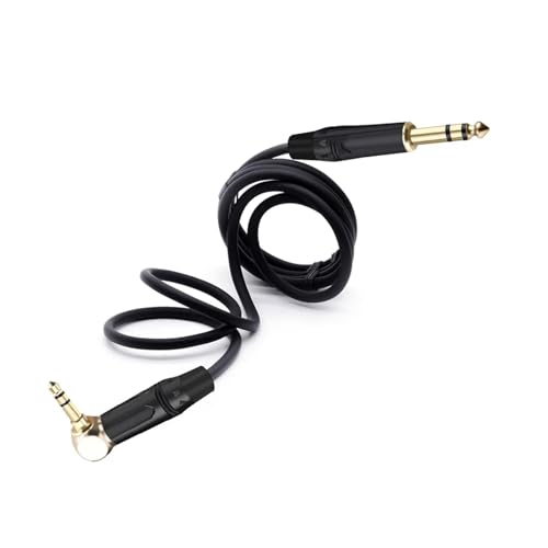 ROBAUN Ausgewogene 6,35mm Auf 3,5mm Rechtwinklig Männlichen 3Pole Stereo Stecker Löten 3Pins DIY Kopfhörer Jack Schwarz & Rot(Black Black,2m) von ROBAUN