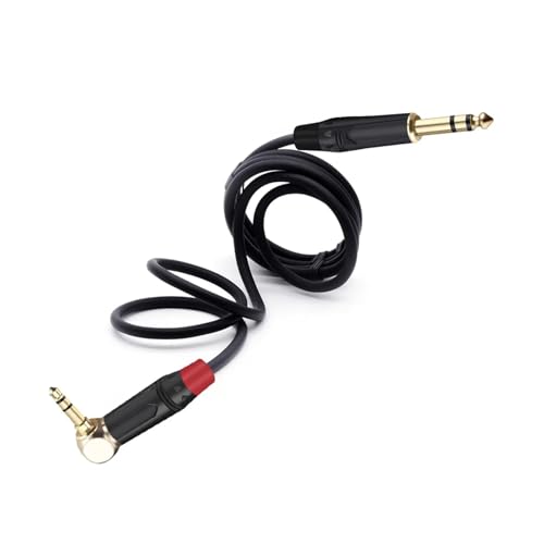 ROBAUN Ausgewogene 6,35mm Auf 3,5mm Rechtwinklig Männlichen 3Pole Stereo Stecker Löten 3Pins DIY Kopfhörer Jack Schwarz & Rot(Black Red,2.9M) von ROBAUN