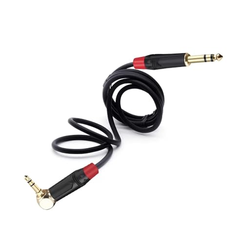 ROBAUN Ausgewogene 6,35mm Auf 3,5mm Rechtwinklig Männlichen 3Pole Stereo Stecker Löten 3Pins DIY Kopfhörer Jack Schwarz & Rot(Red Red,0.29m) von ROBAUN