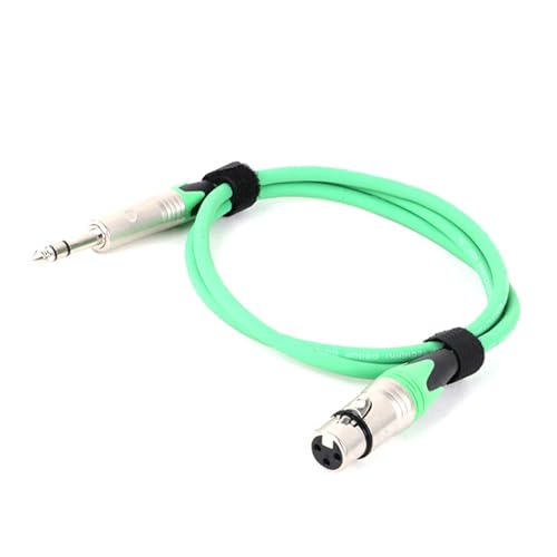 ROBAUN Buchse auf 6,35 mm 6,5 mm symmetrisches Audiokabel Stereo-Mikrofon Mischpult Soundkarte Verlängerungsleitung(Green,0.29m) von ROBAUN