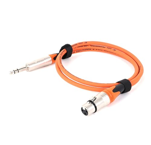 ROBAUN Buchse auf 6,35 mm 6,5 mm symmetrisches Audiokabel Stereo-Mikrofon Mischpult Soundkarte Verlängerungsleitung(Orange,1M) von ROBAUN