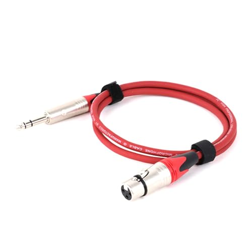 ROBAUN Buchse auf 6,35 mm 6,5 mm symmetrisches Audiokabel Stereo-Mikrofon Mischpult Soundkarte Verlängerungsleitung(Rosso,15m) von ROBAUN