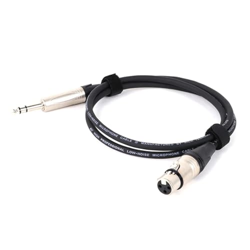 ROBAUN Buchse auf 6,35 mm 6,5 mm symmetrisches Audiokabel Stereo-Mikrofon Mischpult Soundkarte Verlängerungsleitung(Svart,0.29m) von ROBAUN