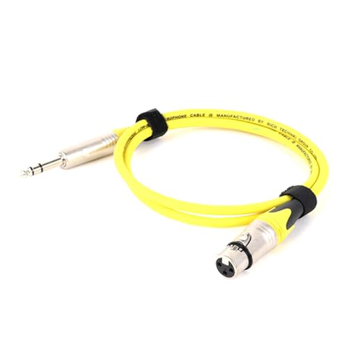 ROBAUN Buchse auf 6,35 mm 6,5 mm symmetrisches Audiokabel Stereo-Mikrofon Mischpult Soundkarte Verlängerungsleitung(Yellow,2.9M) von ROBAUN