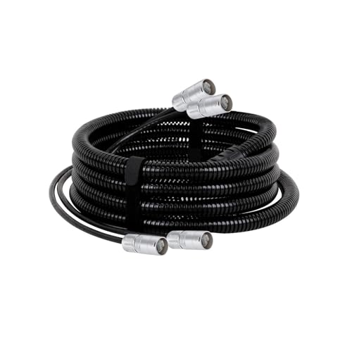 ROBAUN Cat5/Cat6 STP/SFTP 2-Kanal-Ethernet-Verlängerungskabel aus Zinklegierung mit RJ45-Anschluss und wasserdichtem, schwarzem Wellrohrschlauch(1032-CAT5-STP,5M) von ROBAUN