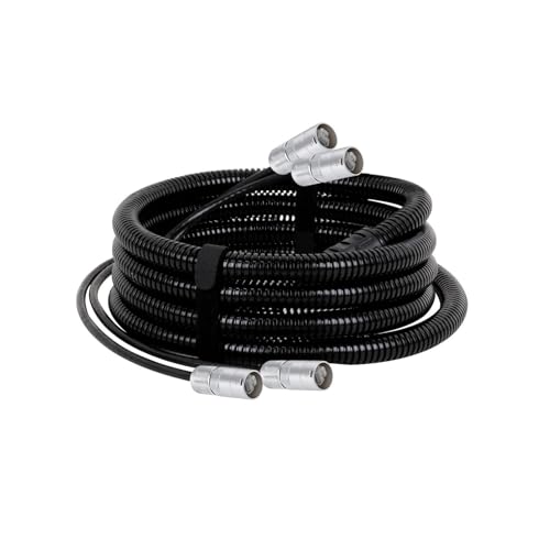 ROBAUN Cat5/Cat6 STP/SFTP 2-Kanal-Ethernet-Verlängerungskabel aus Zinklegierung mit RJ45-Anschluss und wasserdichtem, schwarzem Wellrohrschlauch(1032-CAT6-STP,2.9M) von ROBAUN