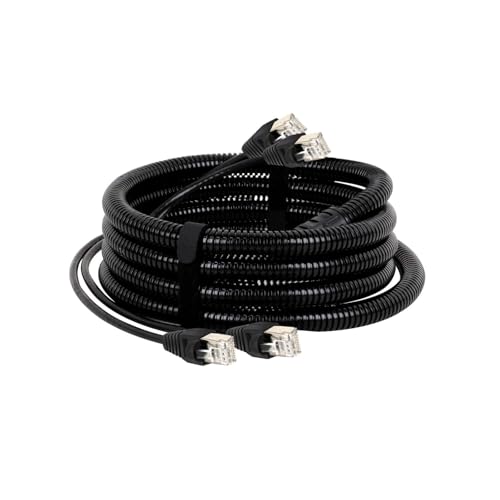 ROBAUN Cat5/Cat6 STP/SFTP 2-Kanal-Ethernet-Verlängerungskabel aus Zinklegierung mit RJ45-Anschluss und wasserdichtem, schwarzem Wellrohrschlauch(CAT6-STP,2M) von ROBAUN