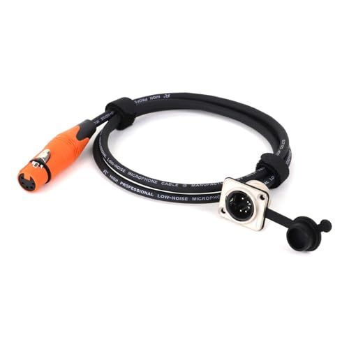 ROBAUN D-Typ 5Pin Stecker Panel Mount Zu Buchse Pass Durch Geschirmtes Kabel, 5Pin Pass Thru Konverter for Mikrofon(Orange,0.5m) von ROBAUN