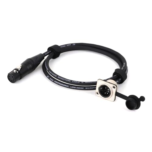 ROBAUN D-Typ 5Pin Stecker Panel Mount Zu Buchse Pass Durch Geschirmtes Kabel, 5Pin Pass Thru Konverter for Mikrofon(Svart,8m) von ROBAUN