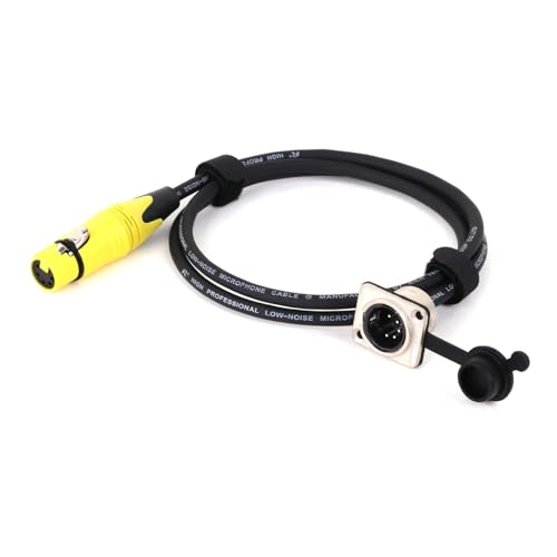 ROBAUN D-Typ 5Pin Stecker Panel Mount Zu Buchse Pass Durch Geschirmtes Kabel, 5Pin Pass Thru Konverter for Mikrofon(Yellow,2m) von ROBAUN