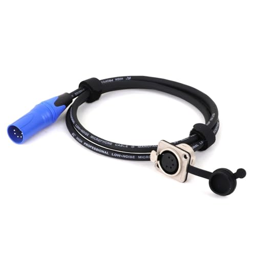 ROBAUN D-Typ 5Pin XLR Buchse Panel Mount Zu XLR Stecker Pass Durch Bunte Kabel, 5Pin XLR Pass Thru Konverter for Mikrofon(Blu,15m) von ROBAUN