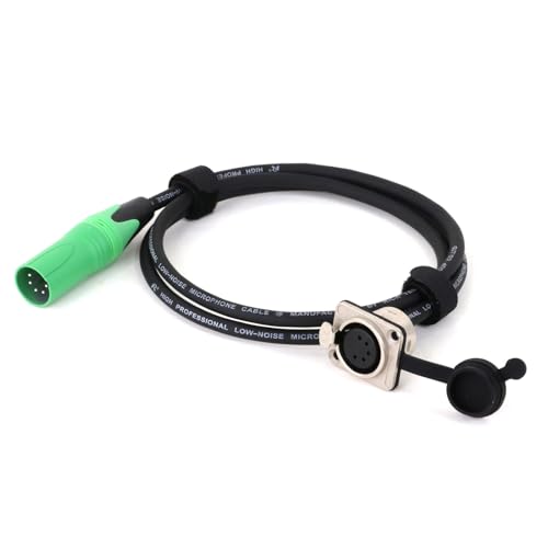 ROBAUN D-Typ 5Pin XLR Buchse Panel Mount Zu XLR Stecker Pass Durch Bunte Kabel, 5Pin XLR Pass Thru Konverter for Mikrofon(Green,0.29m) von ROBAUN