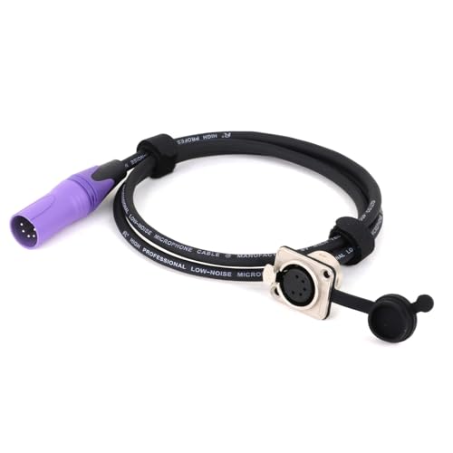 ROBAUN D-Typ 5Pin XLR Buchse Panel Mount Zu XLR Stecker Pass Durch Bunte Kabel, 5Pin XLR Pass Thru Konverter for Mikrofon(Purple,15m) von ROBAUN
