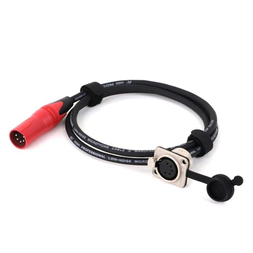 ROBAUN D-Typ 5Pin XLR Buchse Panel Mount Zu XLR Stecker Pass Durch Bunte Kabel, 5Pin XLR Pass Thru Konverter for Mikrofon(Rosso,15m) von ROBAUN