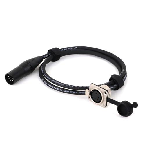 ROBAUN D-Typ 5Pin XLR Buchse Panel Mount Zu XLR Stecker Pass Durch Bunte Kabel, 5Pin XLR Pass Thru Konverter for Mikrofon(Svart,15m) von ROBAUN