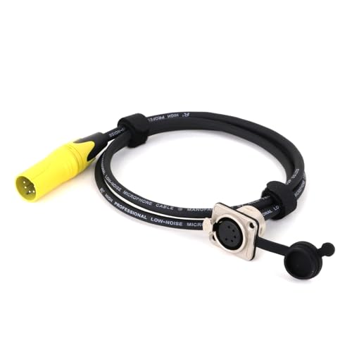 ROBAUN D-Typ 5Pin XLR Buchse Panel Mount Zu XLR Stecker Pass Durch Bunte Kabel, 5Pin XLR Pass Thru Konverter for Mikrofon(Yellow,15m) von ROBAUN