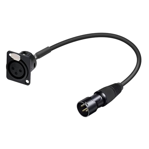 ROBAUN D-Typ-Panelmontage for Anschluss-Durchgangskabel, 3-poliger Buchse/Stecker auf Stecker/Buchse-Konverter for Mikrofon(C1021-D1004MBKBK,2.9M) von ROBAUN