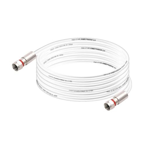 ROBAUN DH RG6 Koaxialkabel Vollkupfer doppelt geschirmt F-Stecker Audio Video TV Digitalkabel Antenne Internet(White,0.29m) von ROBAUN